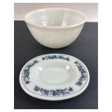 Pyrex Old Town Blue Onion Plate & Fire-King Bowl