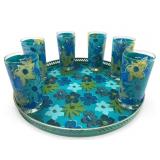 Continental Can Floral Serving Tray & Glasses
