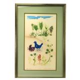 Kenji Ushiku Pencil Signed Colored Etching