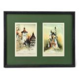 Pencil Signed Litho Rothenburg & Neuschwanstein