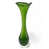 MCM Aseda Glasbruk Sweden Green Glass Vase