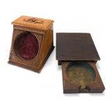 2 Vtg Wood Carved Watch Holders