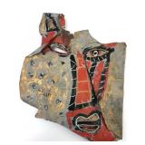 Acrylic On Folded Sheet Metal Folk Art Portrait