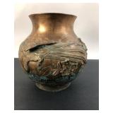 Antique Meiji Period Bronze Vase w Birds & Flowers
