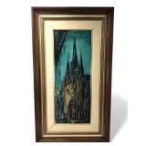 MCM Signed Oil Painting Of Cathedral