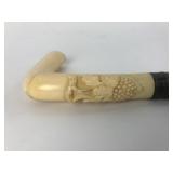 Carved Bone & Sterling Cane