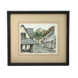 Pencil Signed Lithograph Dunster, England