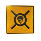 Stencil Graffitied Reflective Traffic Sign