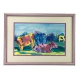 M.L. Faustine Grazing Cows Watercolor Print