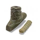 2 Effigy Pipes With Carved Designs