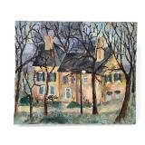 Acrylic Painting Of House On Canvas Board