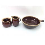 3pc Hull Pottery Brown Drip Set