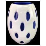 Rare Murano White Cut To Cobalt Blue Glass Vase
