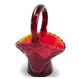 Vtg L.E. Smith Amberina 40th Anniversary Basket