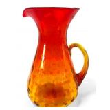 Vtg MCM Blenko #6919 Tangerine Optic Dot Glass Pit