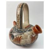Mexican Tonala Burnished Earthenware Botijo Flask