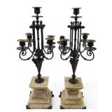 Victorian Style Bronze & Marble Candelabras