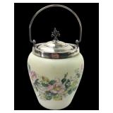 Antique Satin Milk Glass Biscuit Jar