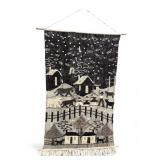 Folk Art Yarn Tapestry Village Scene