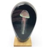 Black & Gold Art Glass Jellyfish Sculpture