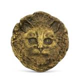 Late 19th C. French Art Nouveau Brass Cat Dish