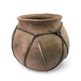 Rare Tarahumara Pottery Olla With Rawhide Wrap