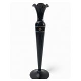 Vtg Art Deco Style Black Amethyst Glass Vase