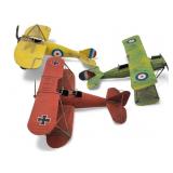 3 Vtg Handcrafted WWI Era Metal Airplane Models