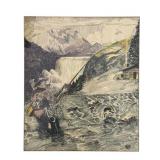 Crippen 1945 Pen & Ink Fly Fishing Artwork