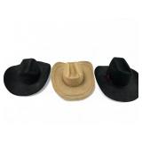 3 Vtg Western Hats By Bradford & U-Rollit