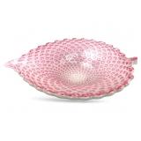 Pink Art Glass Bubble Leaf Dish 11.25 Long