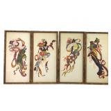 (4) Vtg Chinese Paper Cut Art 14 X 7 Frames