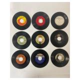 9 Vintage 45 RPM Vinyl Records