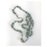 Monet Green & Silver Bead Necklace