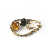 Gold & Silver Rings With Bracelet Set