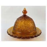 Vintage Indian Glass Tiara Sandwich Butter Dish