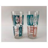 2 Mid-Century Modern burst rooster, tall Glass Tum