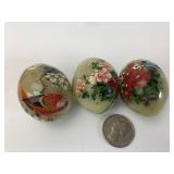 Hand-Painted Floral & Bird Stone Eggs