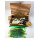 Wood Box With Drafting Tools & Templates