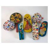 7 Vintage Tin Litho Noise Makers