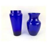 8ï¿½ï¿½ & 9ï¿½ï¿½ Cobalt Blue Glass Vases