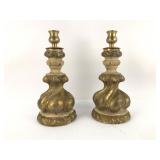 Gilded Wood & Metal Candle Holders