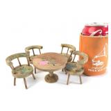 Hand-Painted Wooden Table & Chairs Set, Japan