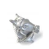 Silver Horse Head Lapel Pin