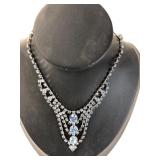 Vintage Rhinestone Necklace With Blue Stones