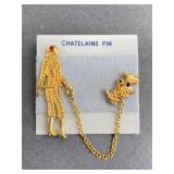 Folandï¿½s Chatelaine Pin With Woman & Dog