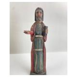 Hand-Carved Painted Wood Figure Of Saint