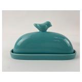 World Market Ceramic Butter Dish w Bid Finial
