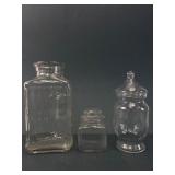 3 Clear Glass Jars 2 With Lids