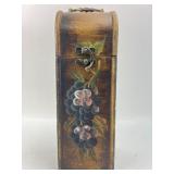 Hand-Painted Wooden Wine Box W/Grape Motif